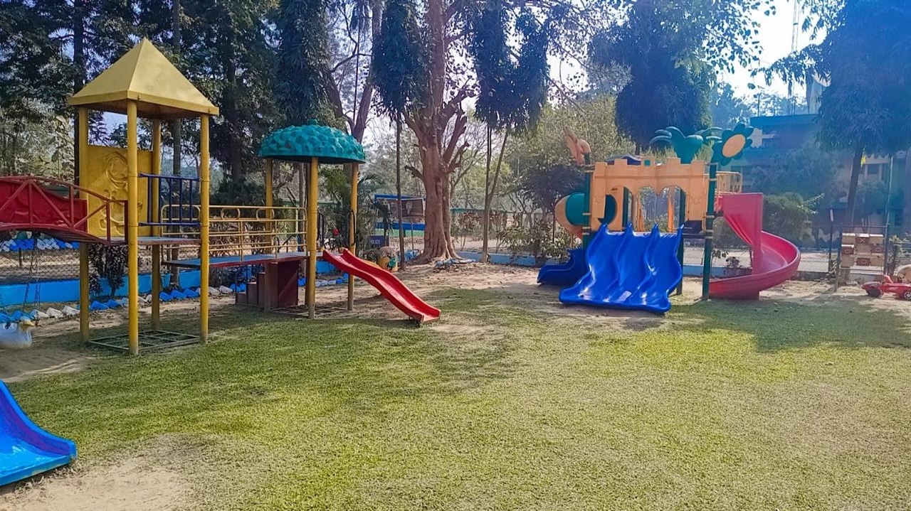 Air Force School Digaru entrance gate with blue signage